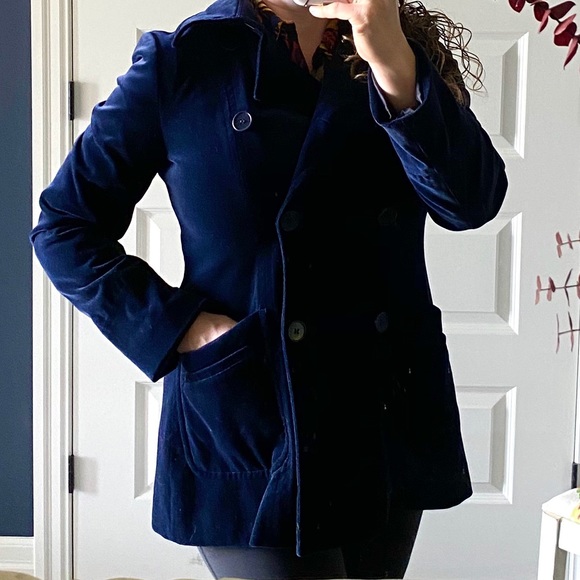 Theory Jackets & Blazers - Theory Blue velvet double breasted blazer